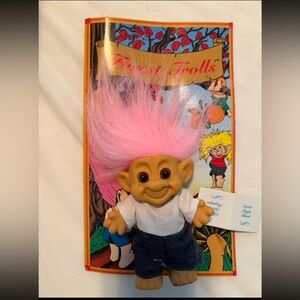 Vintage 1990s Troll Doll Pink Hair Original Carded Collectible